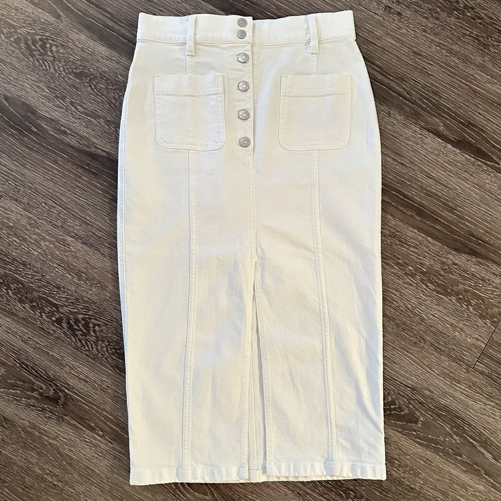 Madewell White High-Slit Jean Skirt